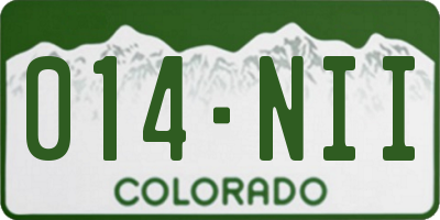 CO license plate 014NII
