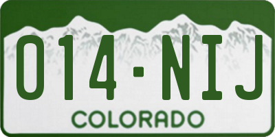 CO license plate 014NIJ
