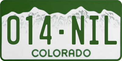 CO license plate 014NIL