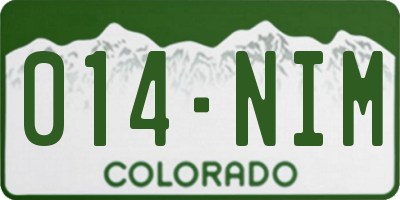 CO license plate 014NIM
