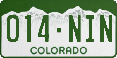 CO license plate 014NIN