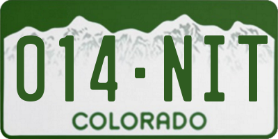 CO license plate 014NIT