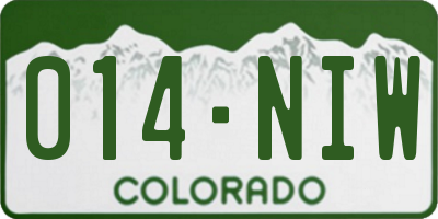 CO license plate 014NIW