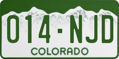 CO license plate 014NJD