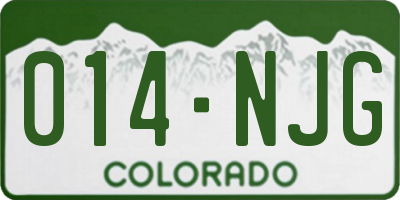 CO license plate 014NJG