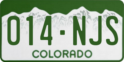 CO license plate 014NJS