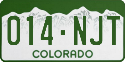 CO license plate 014NJT