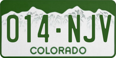 CO license plate 014NJV