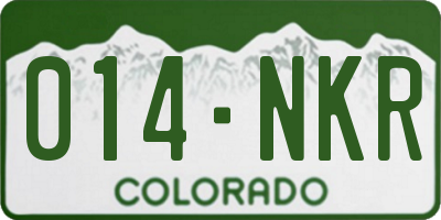 CO license plate 014NKR
