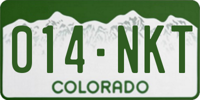 CO license plate 014NKT