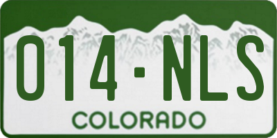 CO license plate 014NLS
