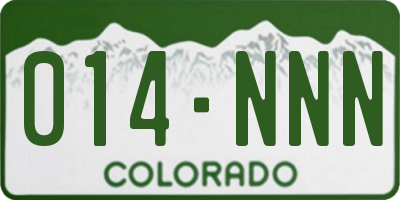 CO license plate 014NNN