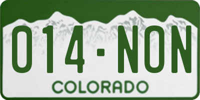 CO license plate 014NON