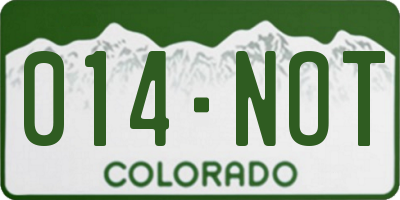 CO license plate 014NOT