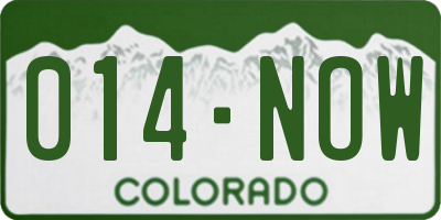 CO license plate 014NOW