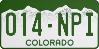 CO license plate 014NPI