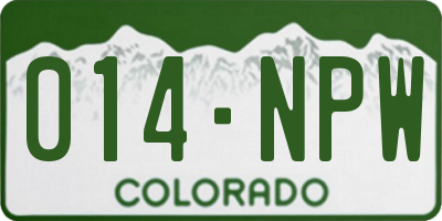 CO license plate 014NPW