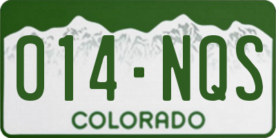 CO license plate 014NQS