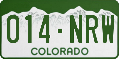 CO license plate 014NRW