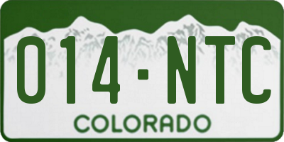 CO license plate 014NTC