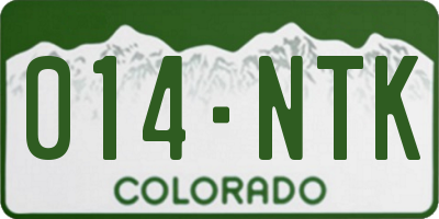 CO license plate 014NTK