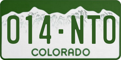 CO license plate 014NTO