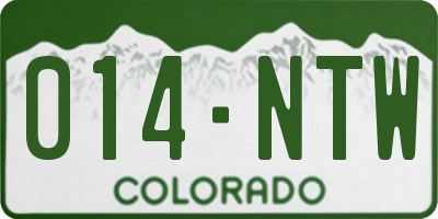 CO license plate 014NTW