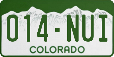 CO license plate 014NUI