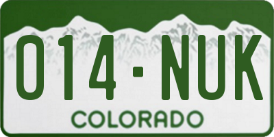 CO license plate 014NUK
