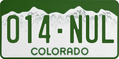 CO license plate 014NUL