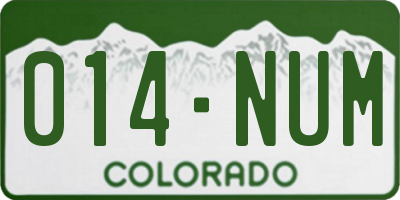 CO license plate 014NUM