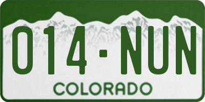 CO license plate 014NUN