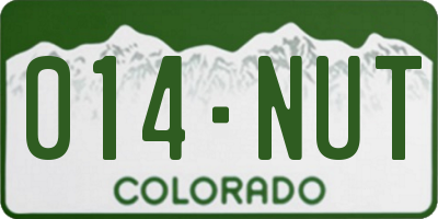CO license plate 014NUT