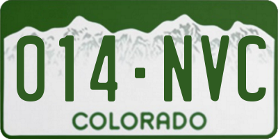 CO license plate 014NVC