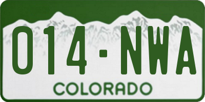 CO license plate 014NWA