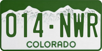 CO license plate 014NWR