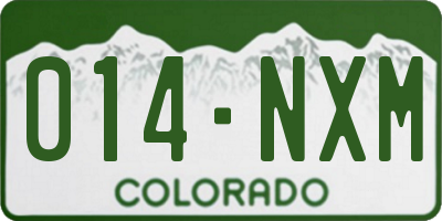 CO license plate 014NXM