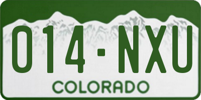 CO license plate 014NXU
