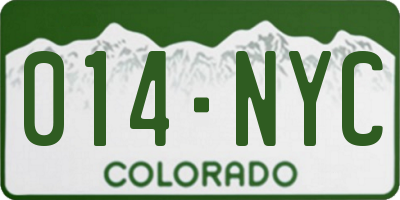 CO license plate 014NYC