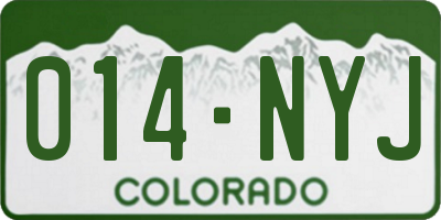 CO license plate 014NYJ