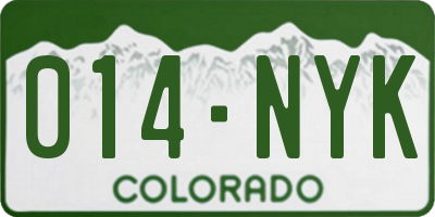 CO license plate 014NYK