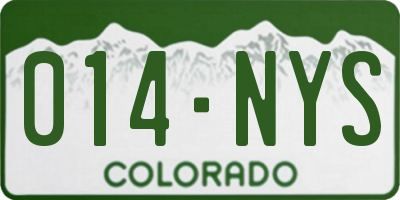 CO license plate 014NYS