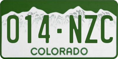 CO license plate 014NZC