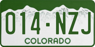 CO license plate 014NZJ