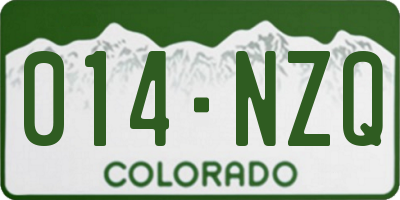 CO license plate 014NZQ