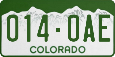 CO license plate 014OAE
