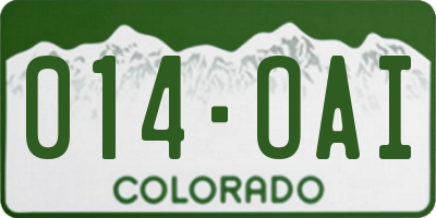 CO license plate 014OAI