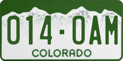 CO license plate 014OAM