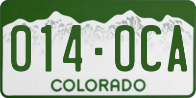 CO license plate 014OCA