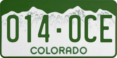 CO license plate 014OCE